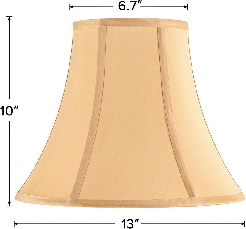 JERHOUS Gold Bell Lamp Shades Set of 2 Medium LampShade 6.7``Top x 13``Bottom x 10``High(Spider) Traditional Lamp shades for Table & Bedside Lamp - Hand Crafted Shade Replacement - Image 4